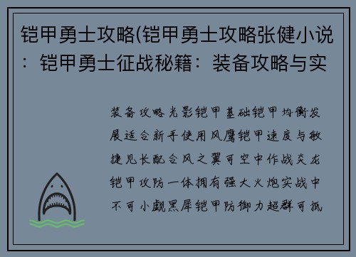 铠甲勇士攻略(铠甲勇士攻略张健小说：铠甲勇士征战秘籍：装备攻略与实战技巧)